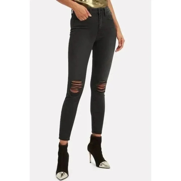 L'Agence Women's Margot High Rise Graphite Destruction Jeans - Picture 1 of 7